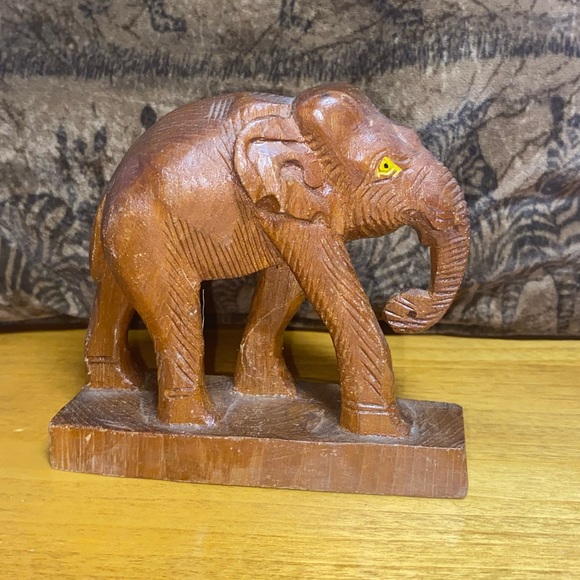 Vintage Other - Vintage Hand Carved Wooden Elephant Figurine Collectible Figure Animal African